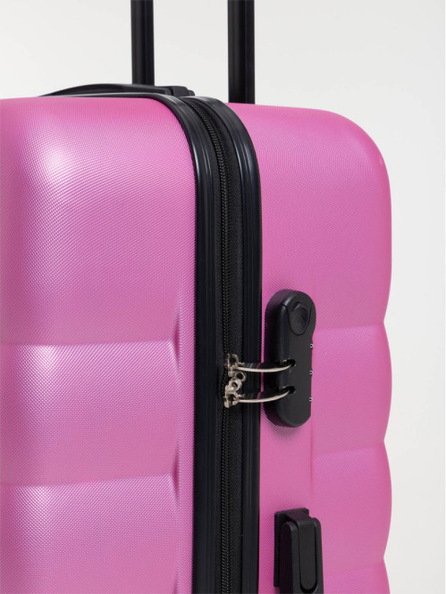 Valise rigide rose à roulettes 