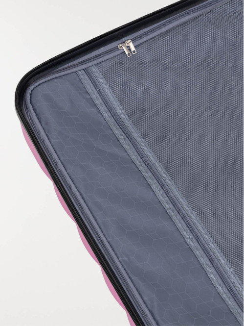 Valise rigide rose à roulettes 