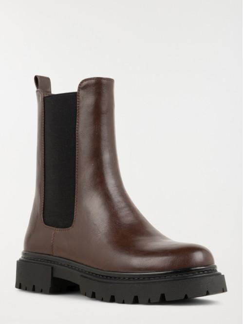 Bottines marrons plates...