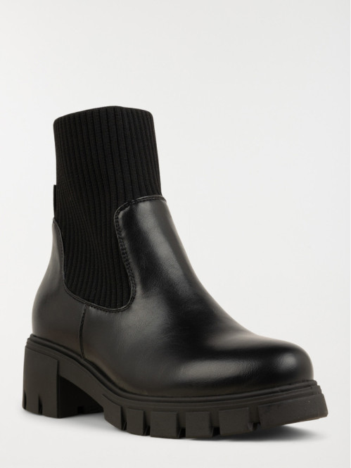 Bottine bi-matière noire femme (36-41) Bottine bi-matière noire femme (36-41)
