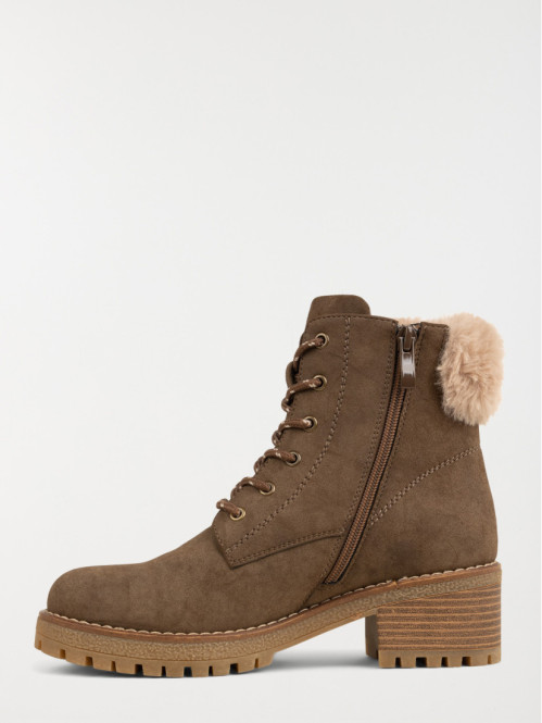 Bottines col fourré taupe femme (36-41) Bottines col fourré taupe femme (36-41)