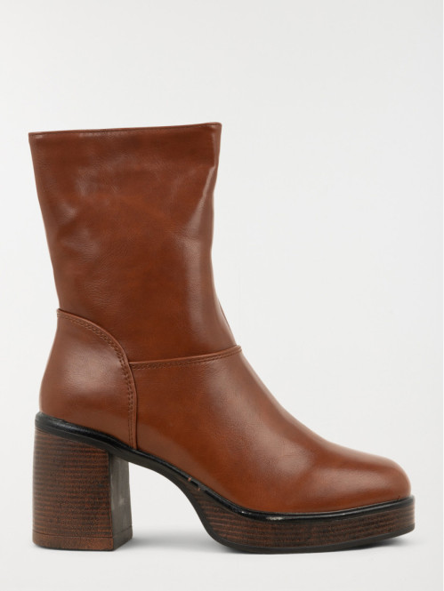 Bottines femme à talons marrons  (36-41)