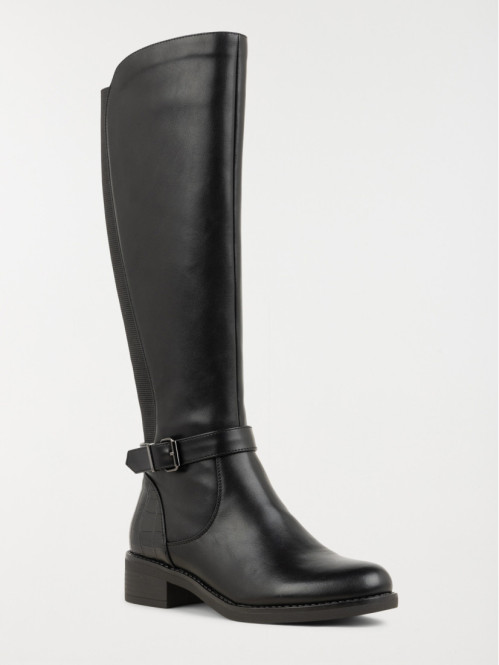 Bottes Plates Cavaliere Femme Cuir Noir Bottes De Cuir Femmes