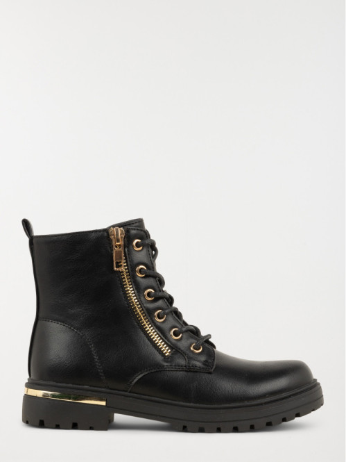 Bottine lacet et zip fille noir (31-37)