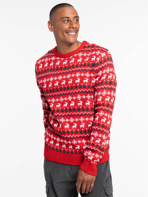 Pull de Noel rouge opera homme