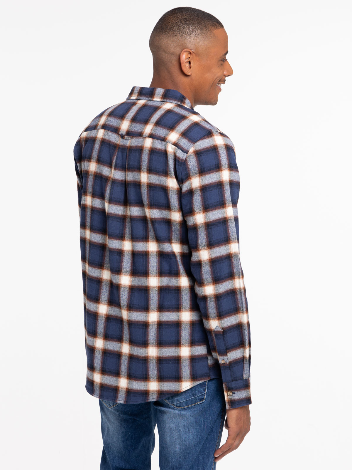 Chemise à carreaux homme marine navy