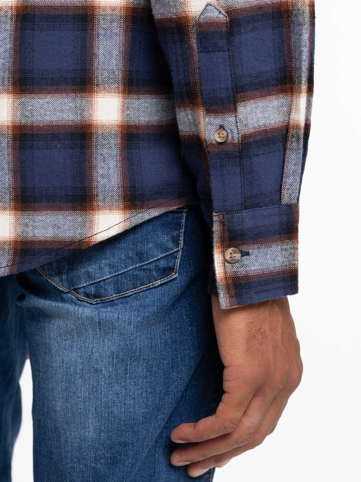 Chemise à carreaux homme marine navy