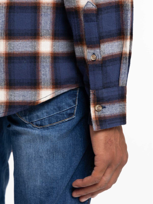 Chemise à carreaux homme marine navy