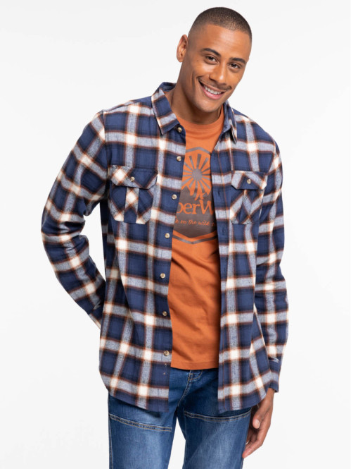 Chemise à carreaux homme marine navy