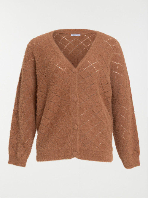 Gilet camel foncé grande taille femme