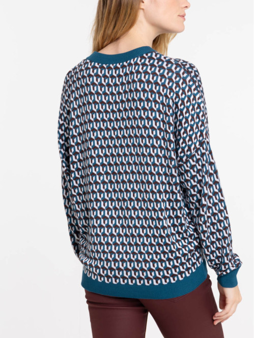 Pull motif graphique femme