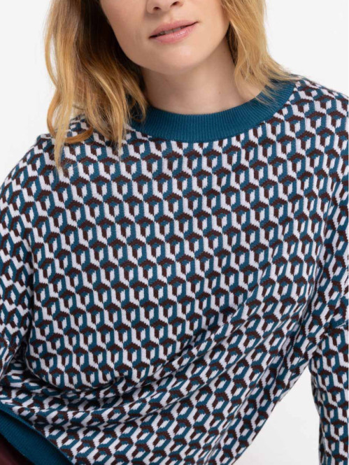 Pull motif graphique femme