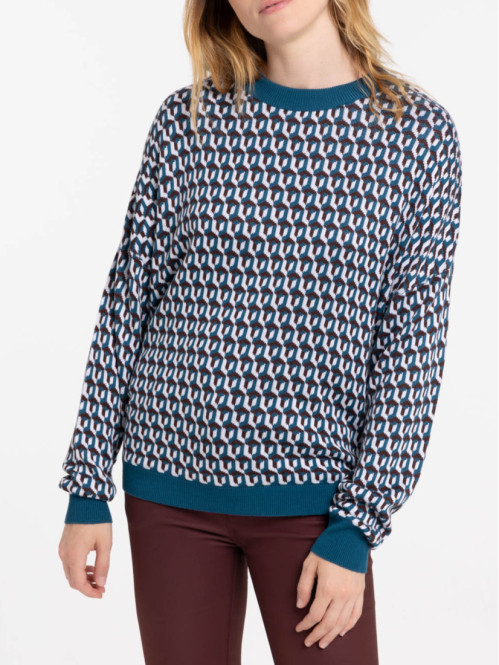 Pull motif graphique femme