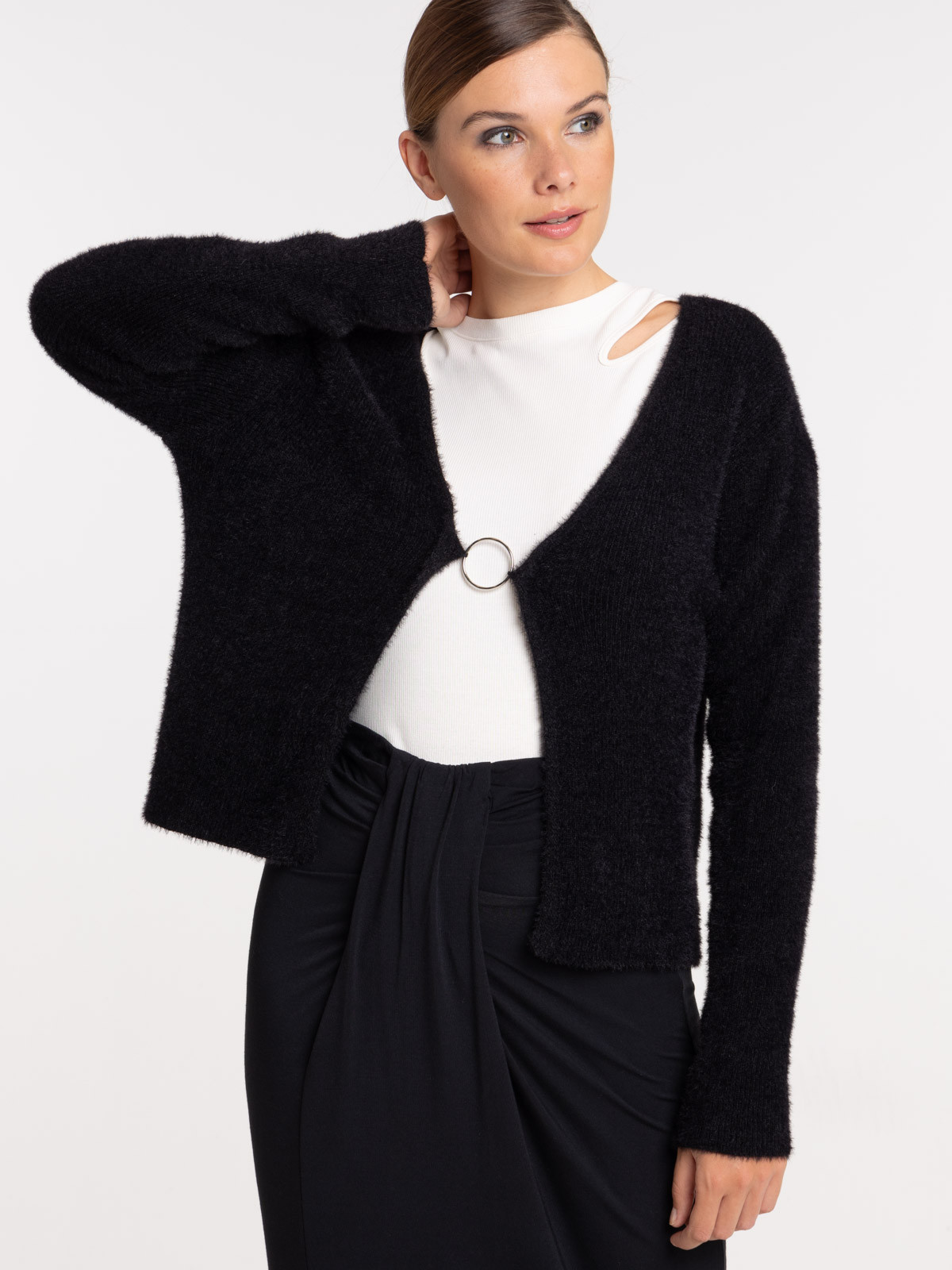 Gilet noir anneau femme