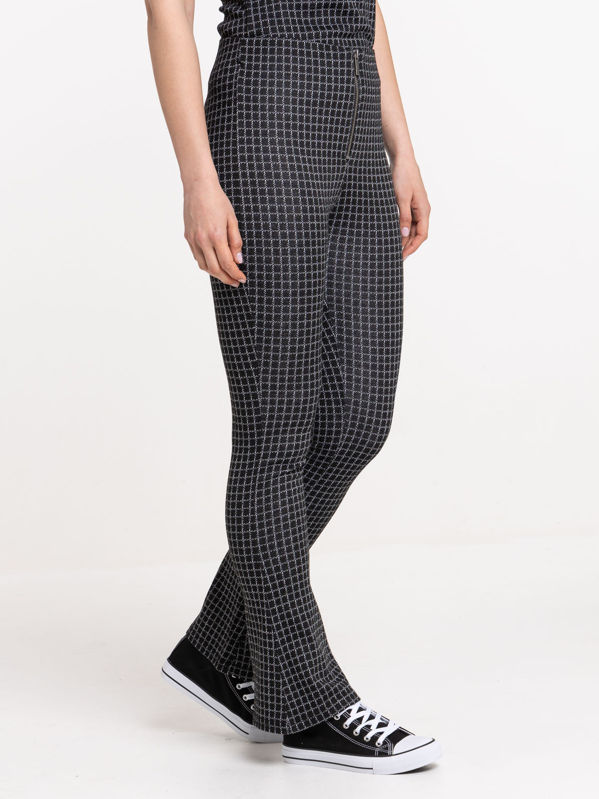 Pantalon à carreaux évasé femme