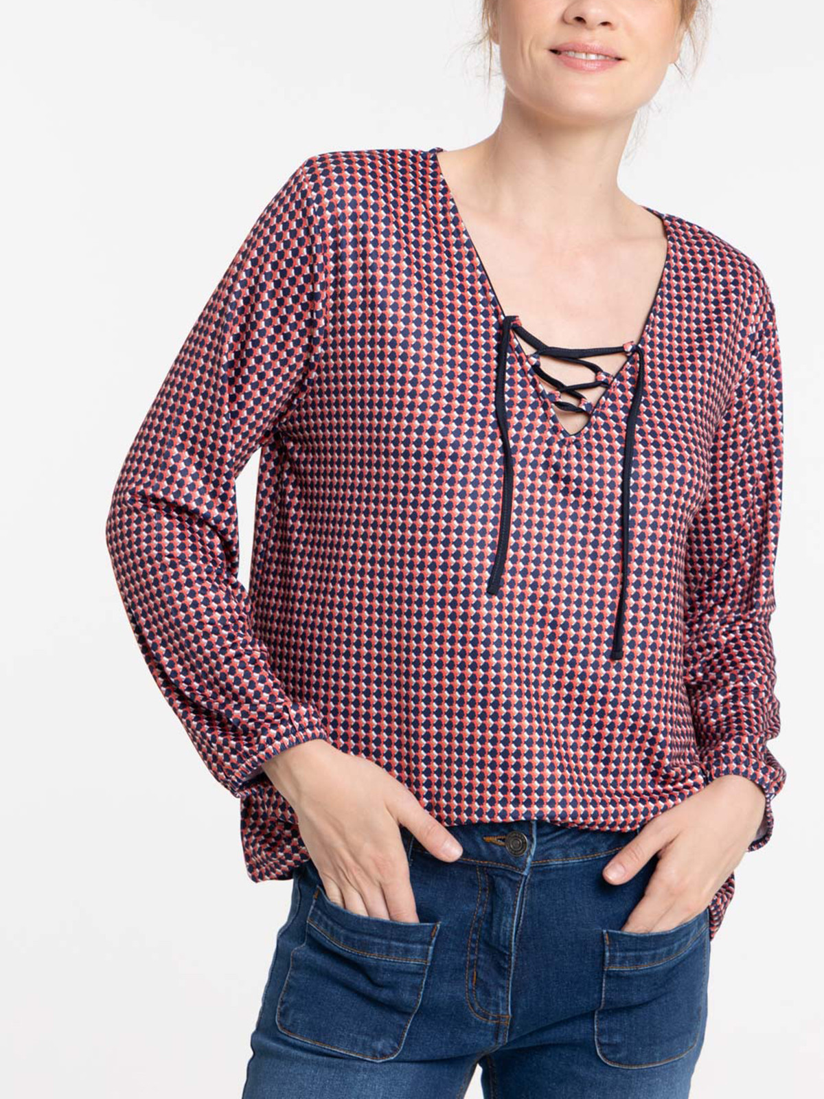 T-shirt laçage motif graphique femme