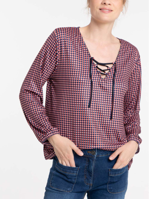 T-shirt laçage motif graphique femme