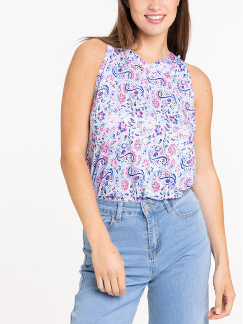 Débardeur fleuri sans manches femme