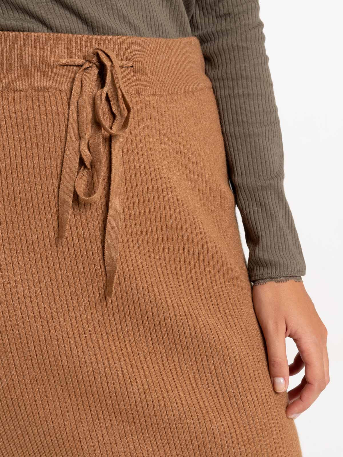 Jupe tube maille camel foncé femme