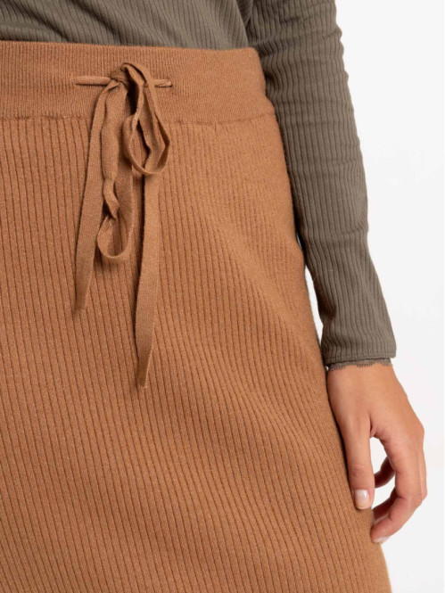 Jupe tube maille camel foncé femme