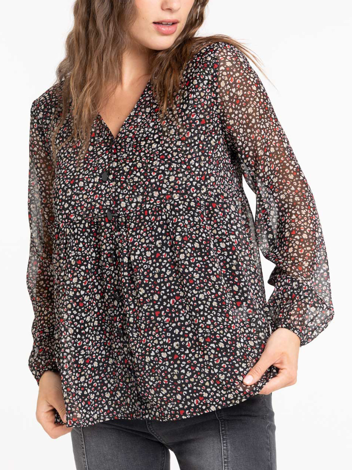 Blouse voile imprimée femme