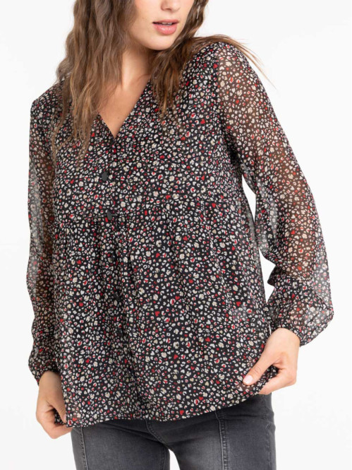 Blouse voile imprimée femme
