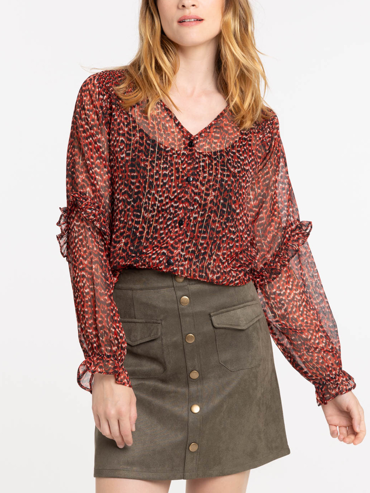 Blouse voile imprimée femme