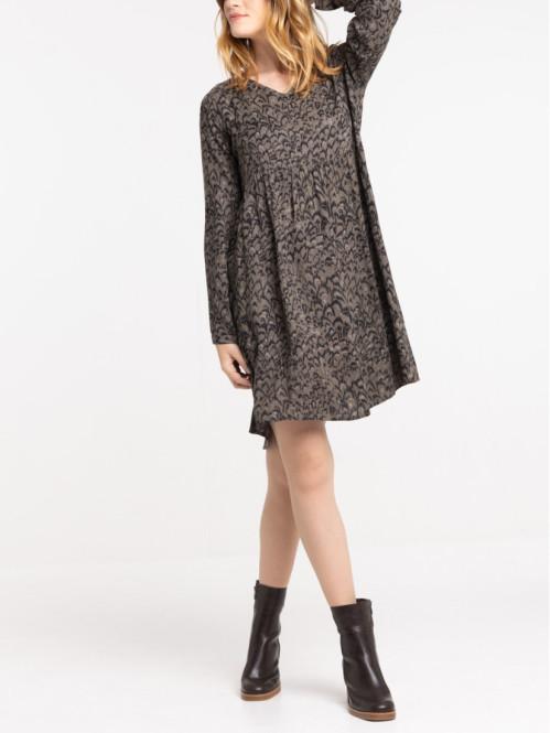 Robe imprimée kaki quite femme