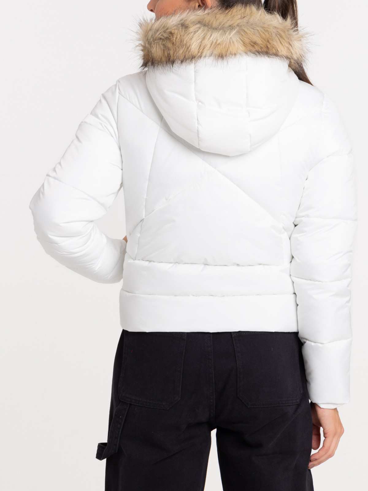 Doudoune capuche blanche femme