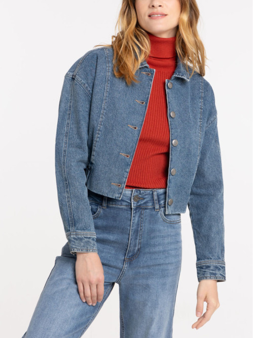 Veste en jean courte stone femme