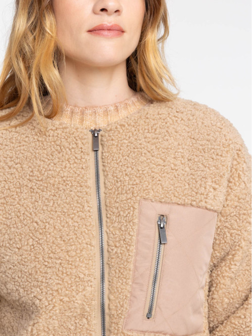 Veste sherpa ocre femme Veste sherpa ocre femme