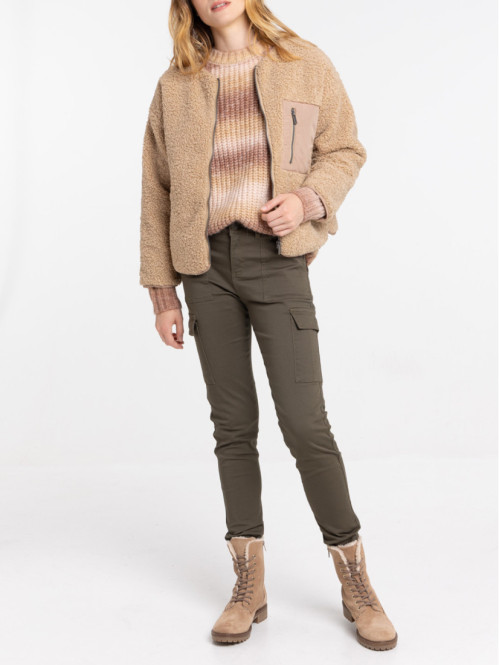 Veste sherpa ocre femme