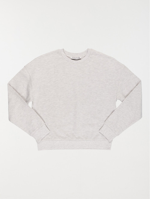 Sweat basique gris chiné fille (XXS-M)