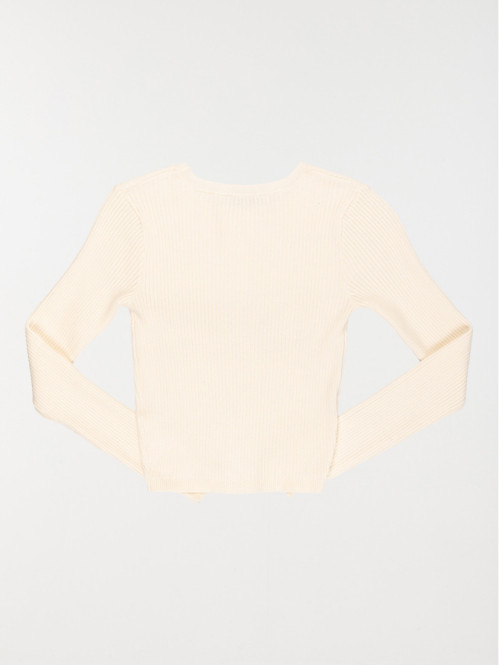 Pull col rond écru fille...