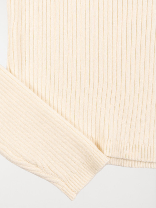Pull col rond écru fille...