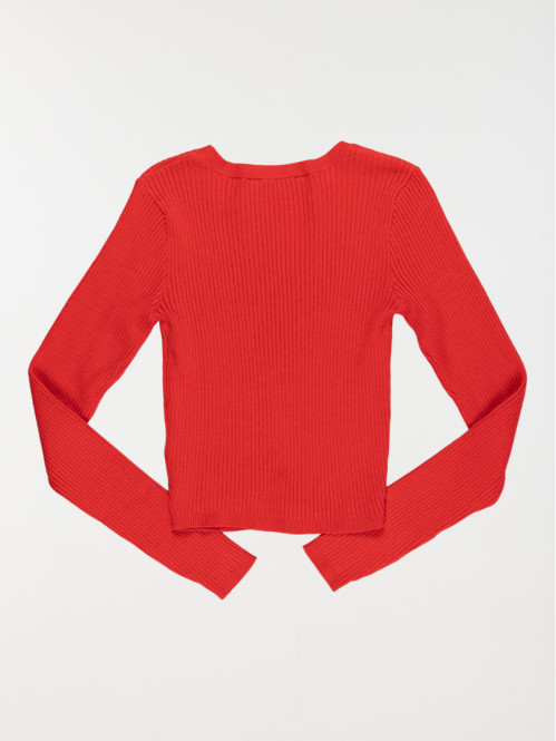 Pull col rond cerise fille...
