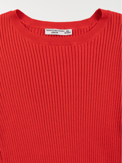 Pull col rond cerise fille...