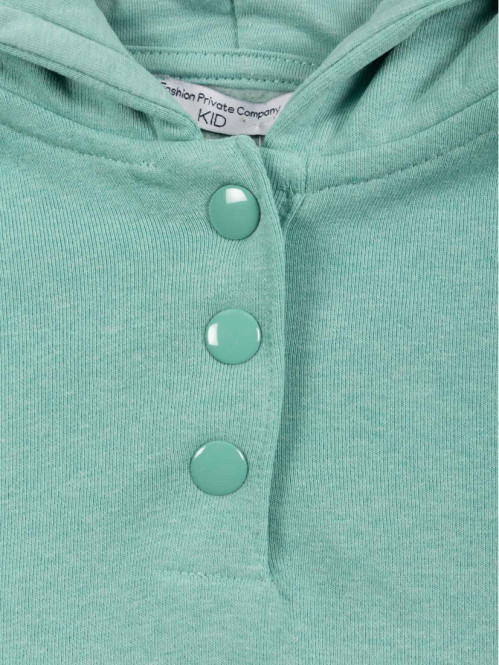 Sweat à capuche vert lavé fille (3-12A) Sweat à capuche vert lavé fille (3-12A)