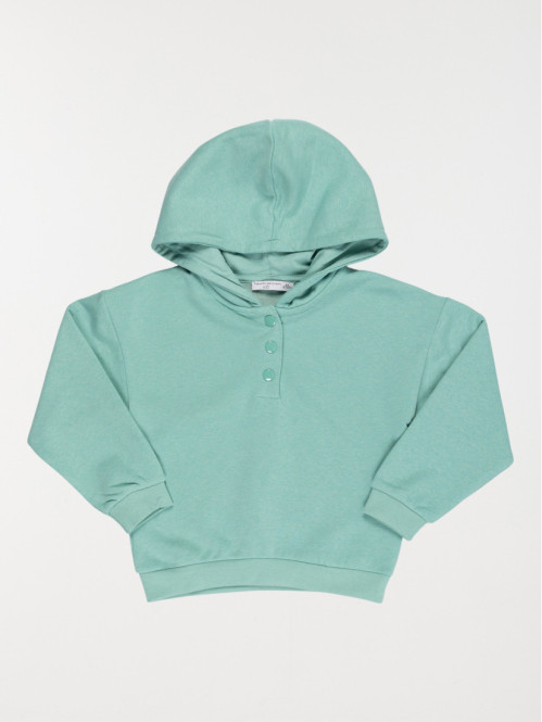 Sweat à capuche vert lavé fille (3-12A)