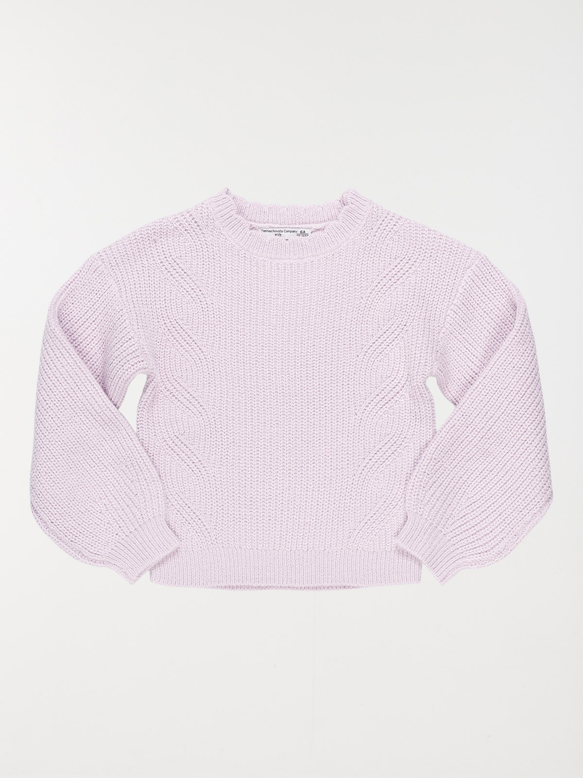 Pull col rond pastel lilas fille (3-12A)