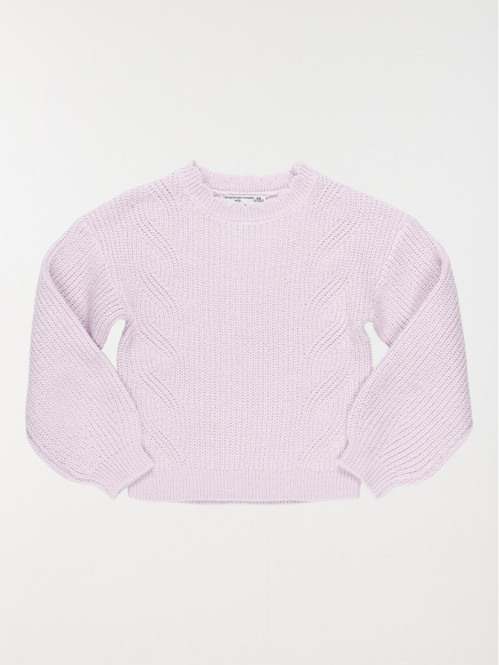 Pull col rond pastel lilas fille (3-12A)