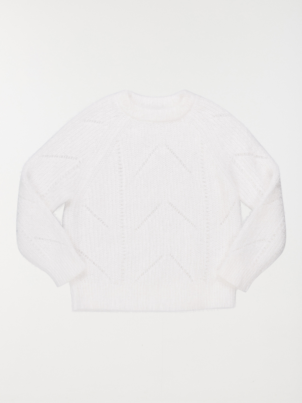 Pull blanc ajouré fille (3-12A)