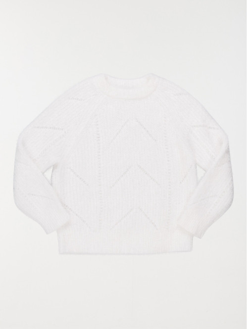 Pull blanc ajouré fille (3-12A)