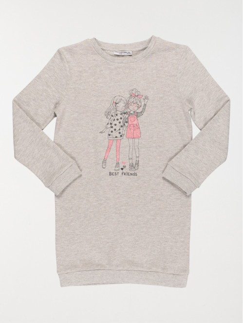 Robe molleton imprimé fille (3-12A)