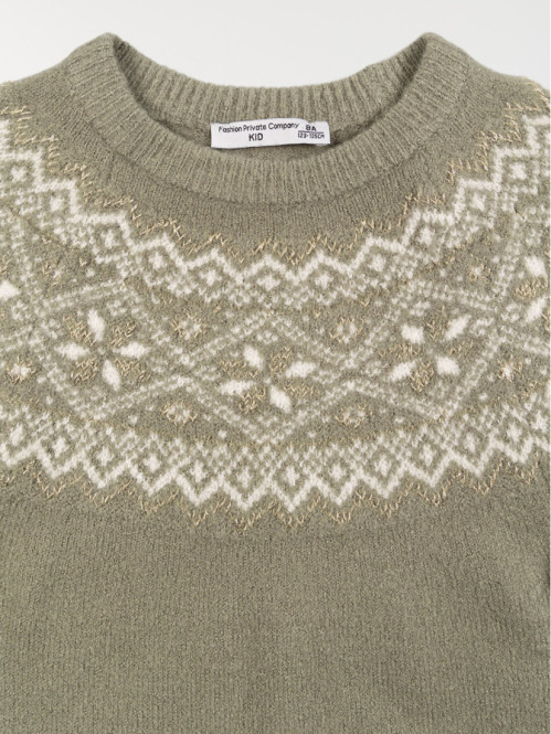 Robe pull jacquard fille...