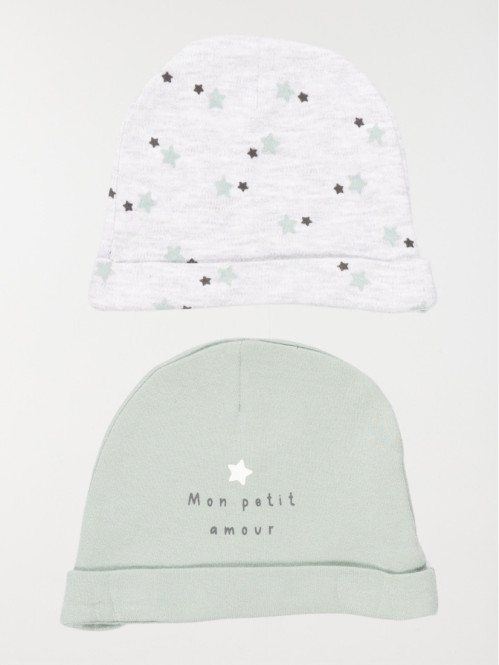 Lot de 2 bonnets naissance (0-3M) 