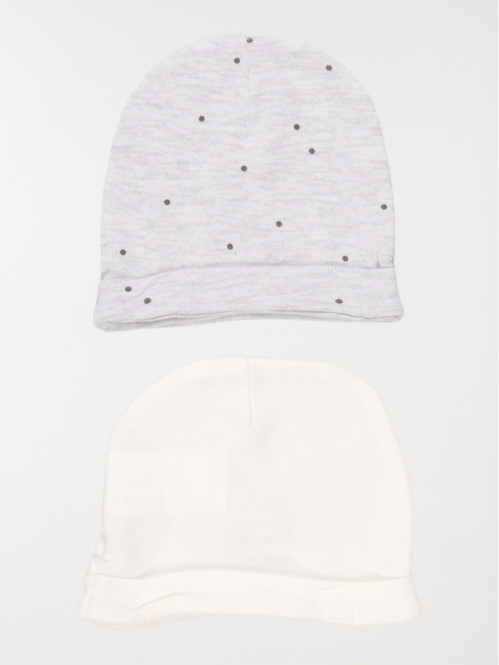 Lot de 2 bonnets naissance bébé (0-3M) Lot de 2 bonnets naissance bébé (0-3M)