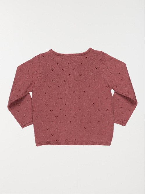 Gilet ajouré violet prune fille (3-36M) Gilet ajouré violet prune fille (3-36M)