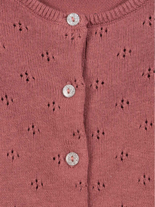 Gilet ajouré violet prune fille (3-36M) Gilet ajouré violet prune fille (3-36M)