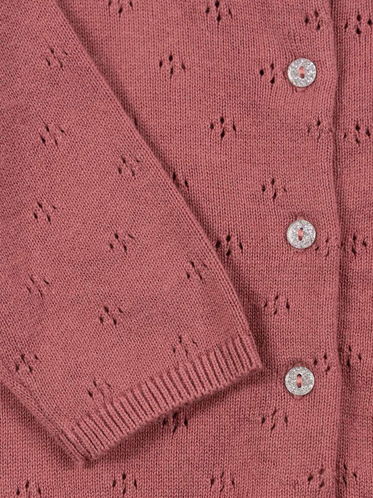 Gilet ajouré violet prune fille (3-36M) Gilet ajouré violet prune fille (3-36M)